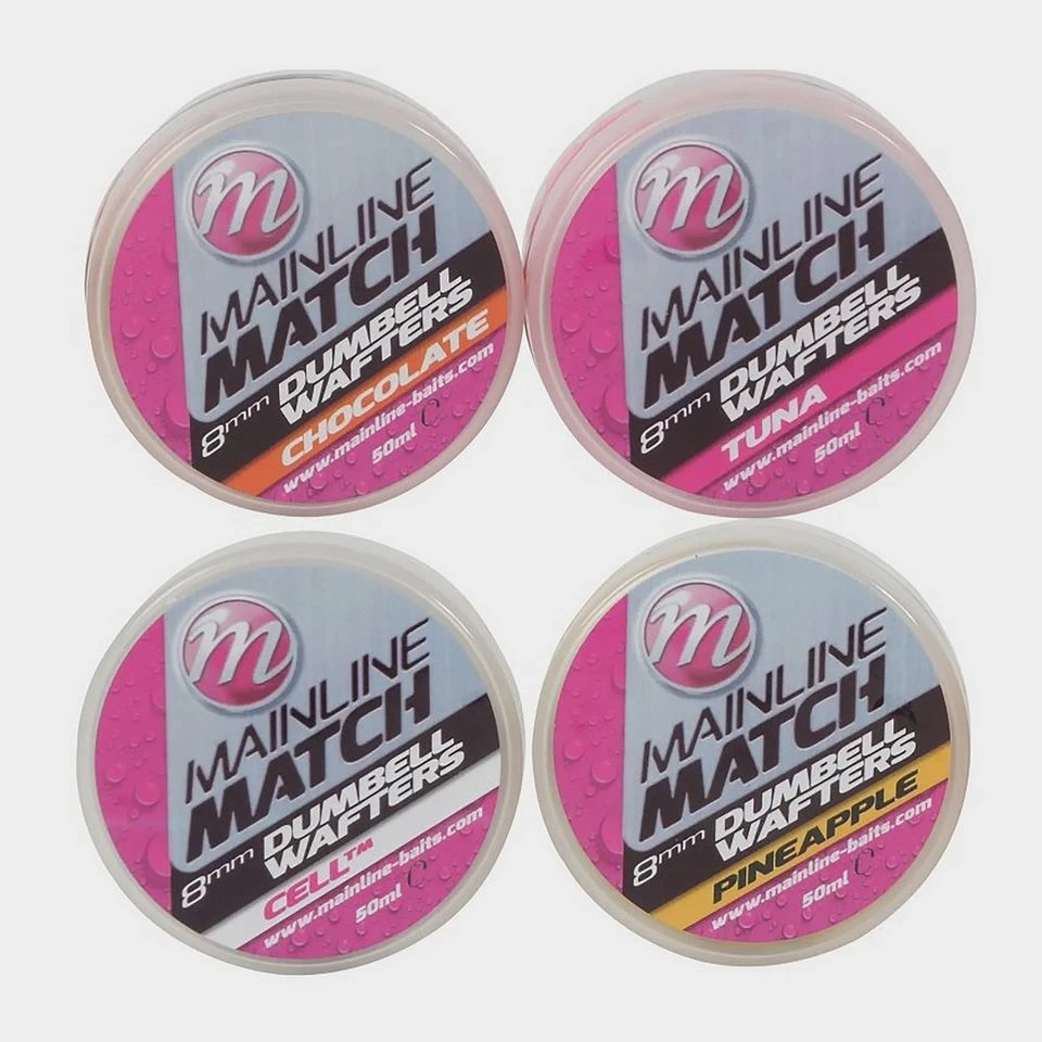 Mainline Match Dumbell Wafters In White Cell (6mm) 3 Mainline Match Dumbell Wafters In White Cell (6mm)